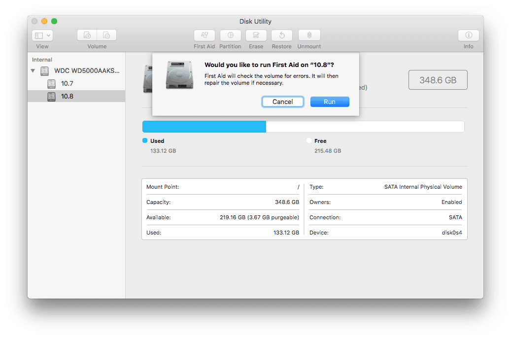 disk utility first aid