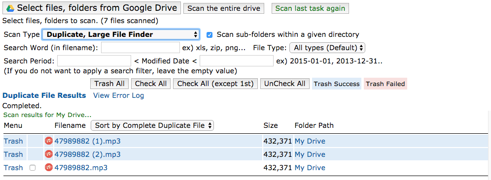 use a extensão do navegador para verificar se há arquivos duplicados no Google Drive