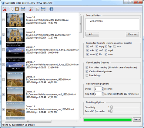use Duplicate Video Search to find duplicate video files on Windows PC