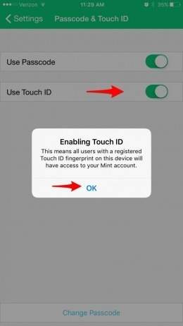 enable touch id to lock apps on iPhone