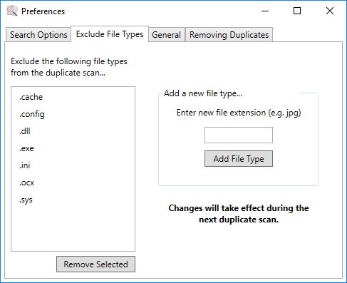 exclude file types