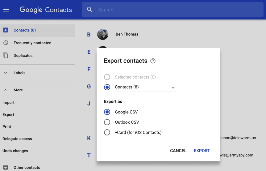 Contacts Contacts