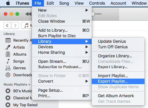 export itunes playlist