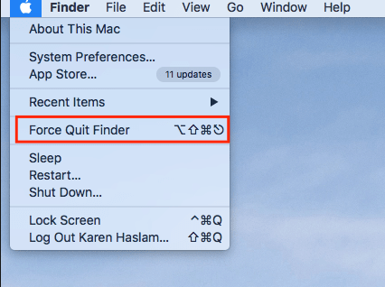 Use Finder Menu