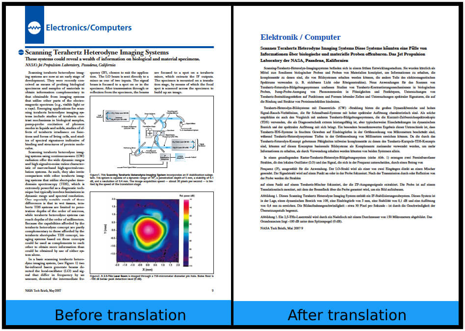 formatting comparison before and after translation google docs
