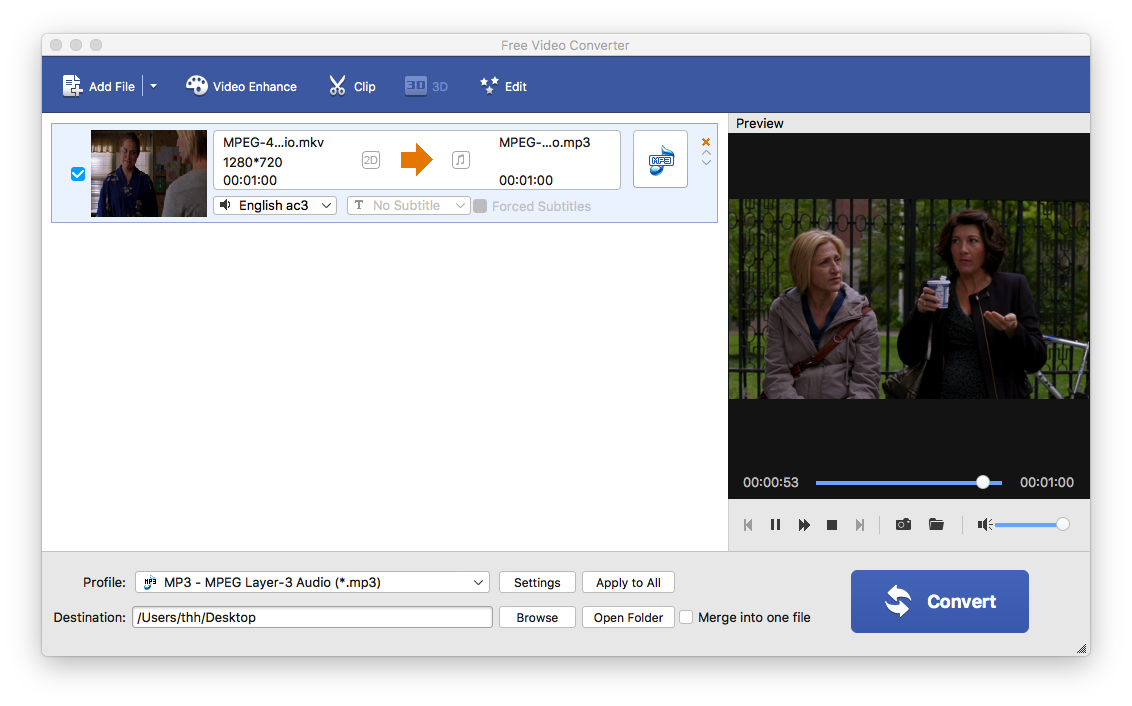 Free MKV to MP3 Converter Step 1