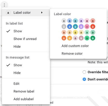 Gmail label color