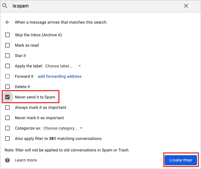 Gmail Spam Settings Turn off 04