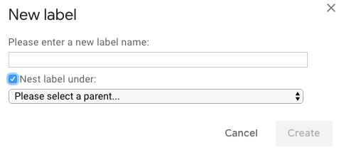 create sublabel in Gmail