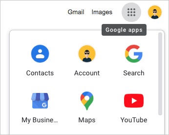 the Google apps menu