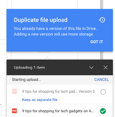 Keep as separate file option