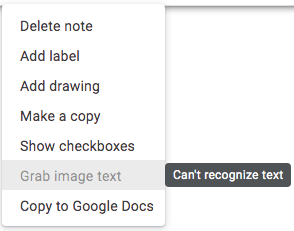 google keep ocr not