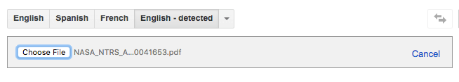 google translate upload a pdf document