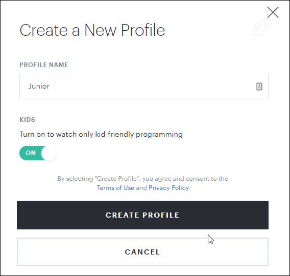 create a Hulu kids profile