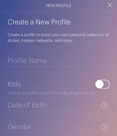create a new profile on Hulu mobile app and set up parental controls