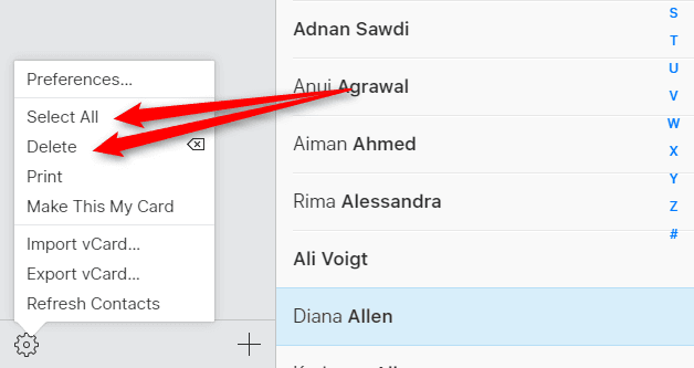 delete iCloud.com contacts