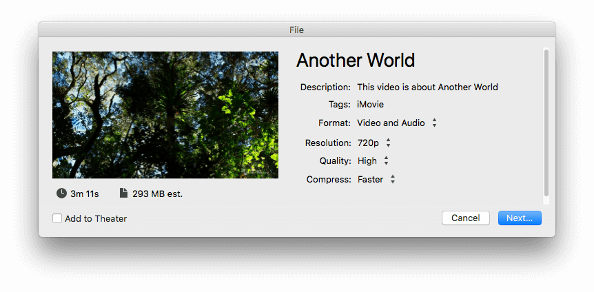 compress video in iMovie
