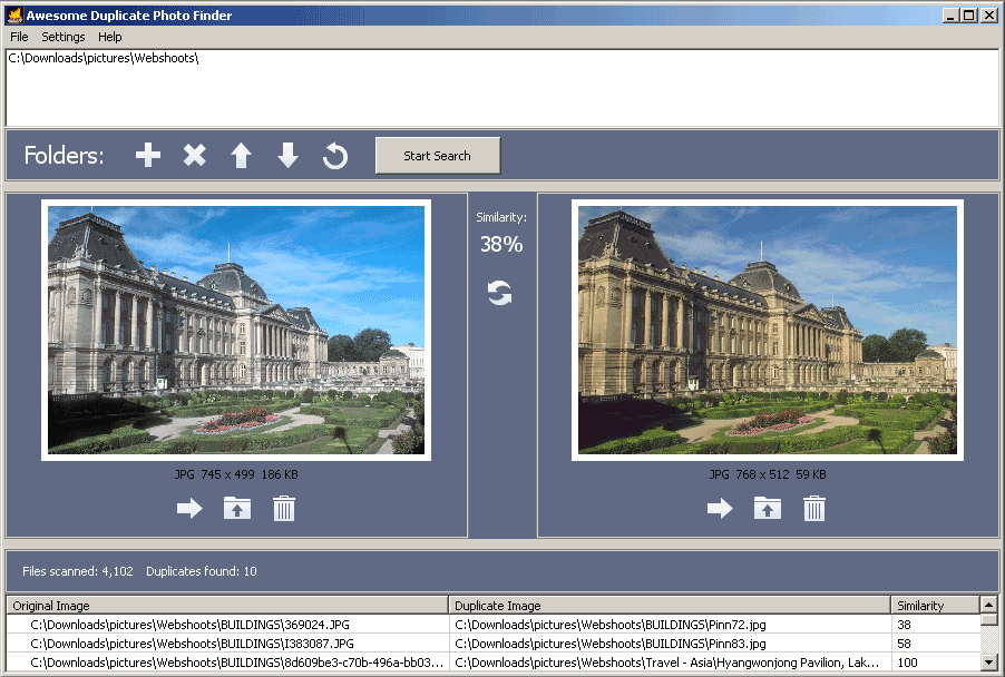 Awesome Duplicate Photo Finder interface