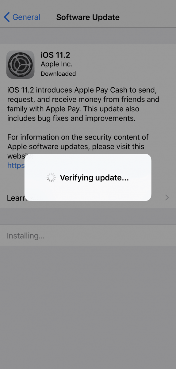 iphone stuck on verifying update