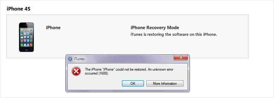 Unknown Errors occur When Restoring iPhone