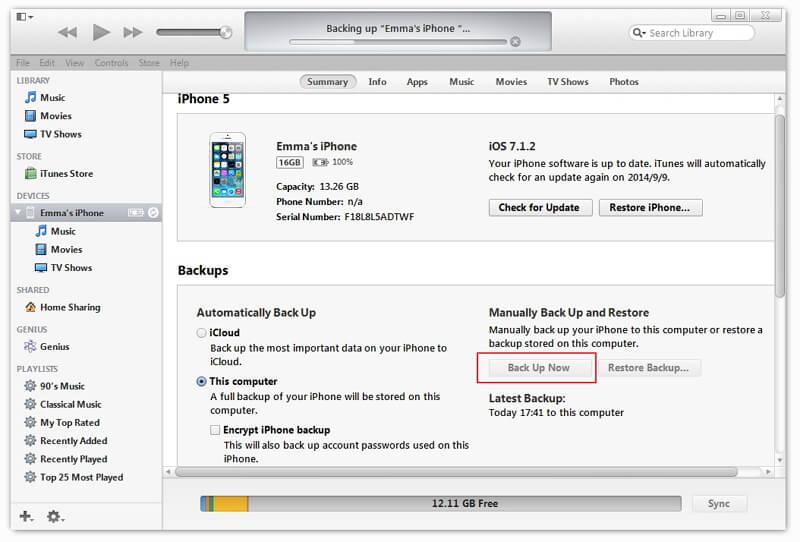 itunes store backup