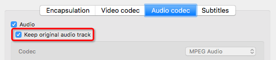 keep original audio track option vlc