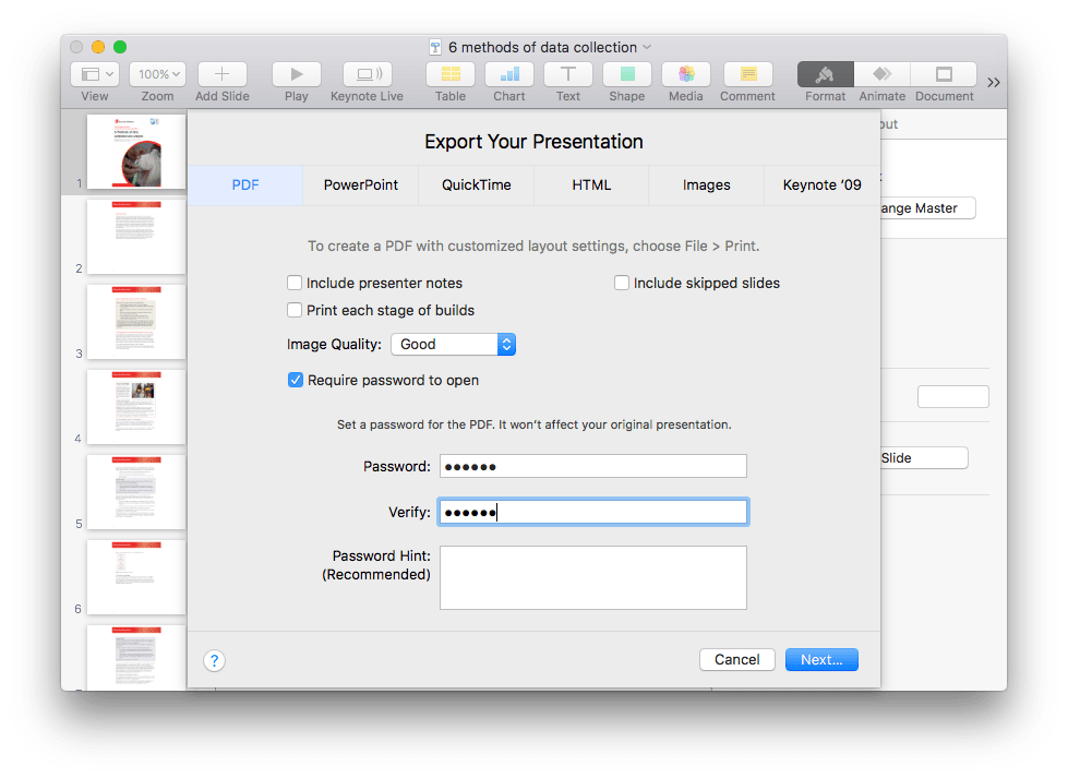 convert keynote presentation to pdf