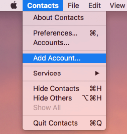 the Contacts menu