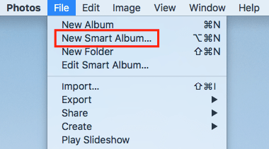 the File menu provides New Smart Album and other options