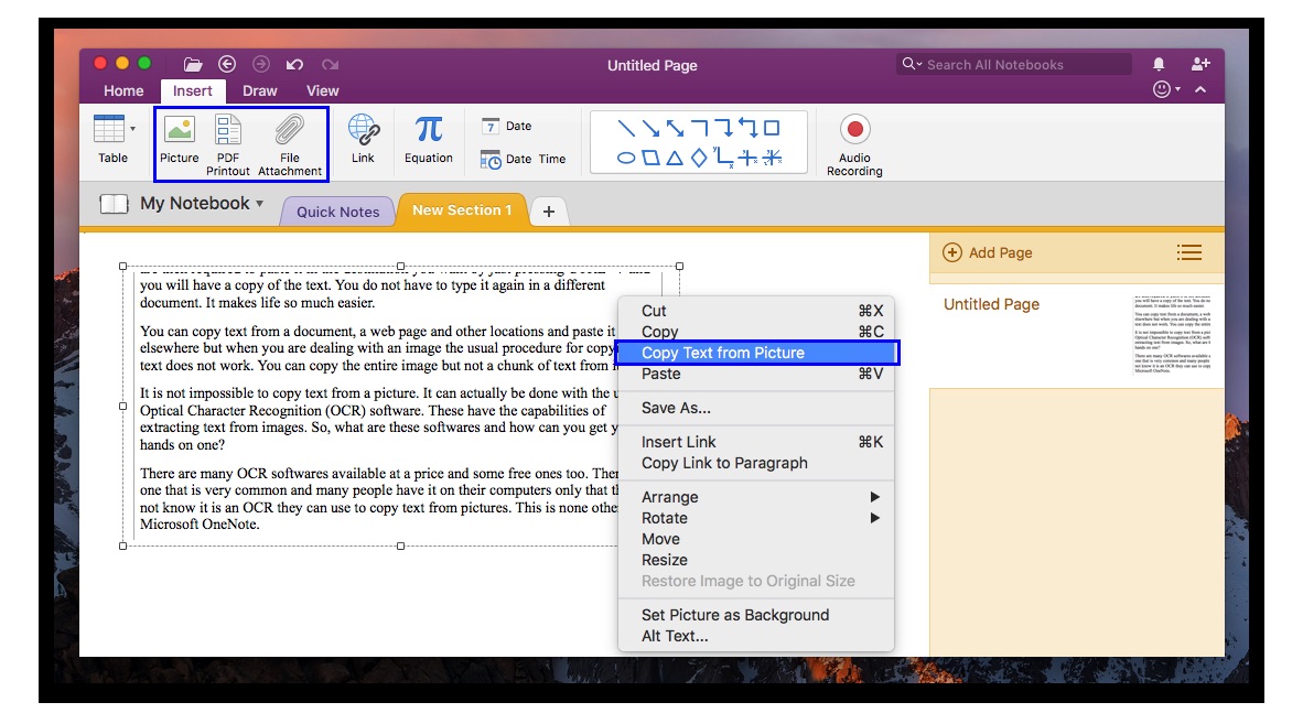 image to excel with onenote 02