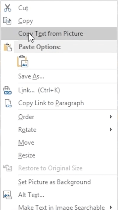 extract text from image onenote 02