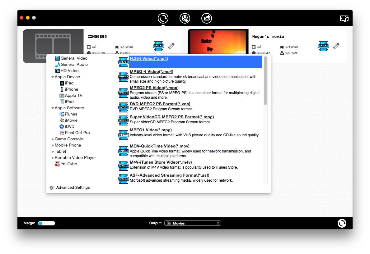 mac convert avi to mp4