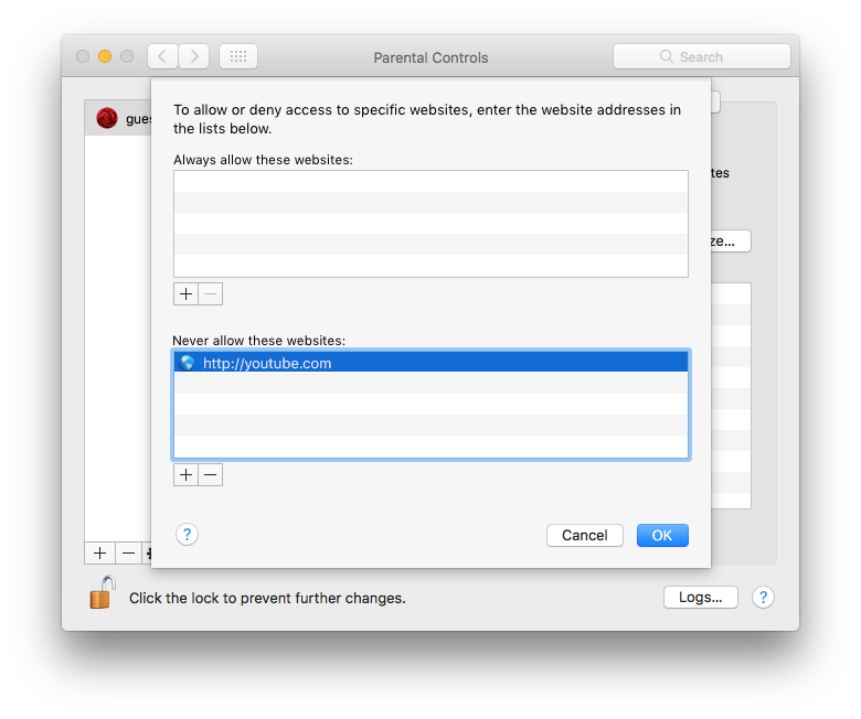 parental control for safari on mac