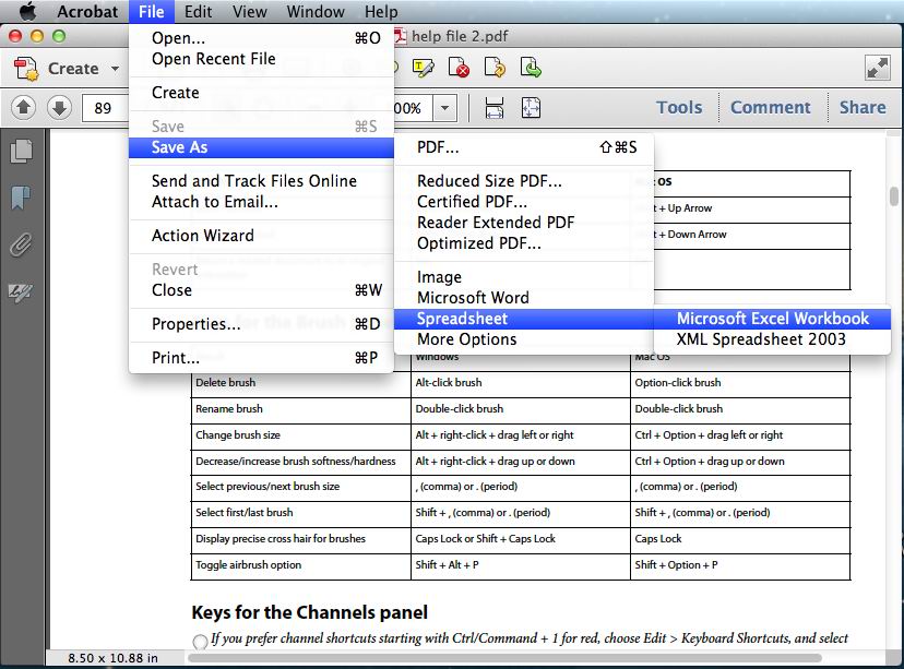 convert pdf to numbers adobe