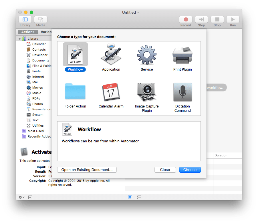 automator mac run on logout