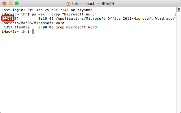 Force Quit Word on Mac Terminal 2