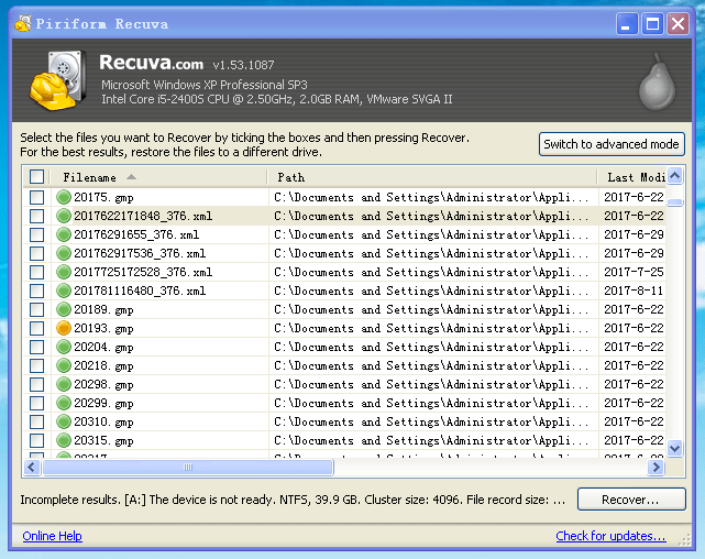 recuva recover files