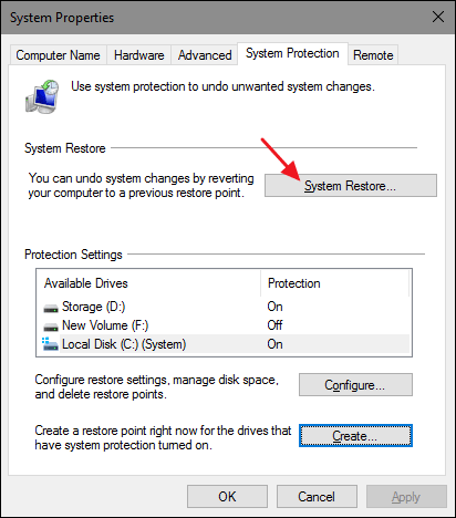 recover from windows system