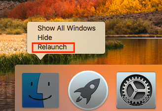 Relaunch Finder in Dock