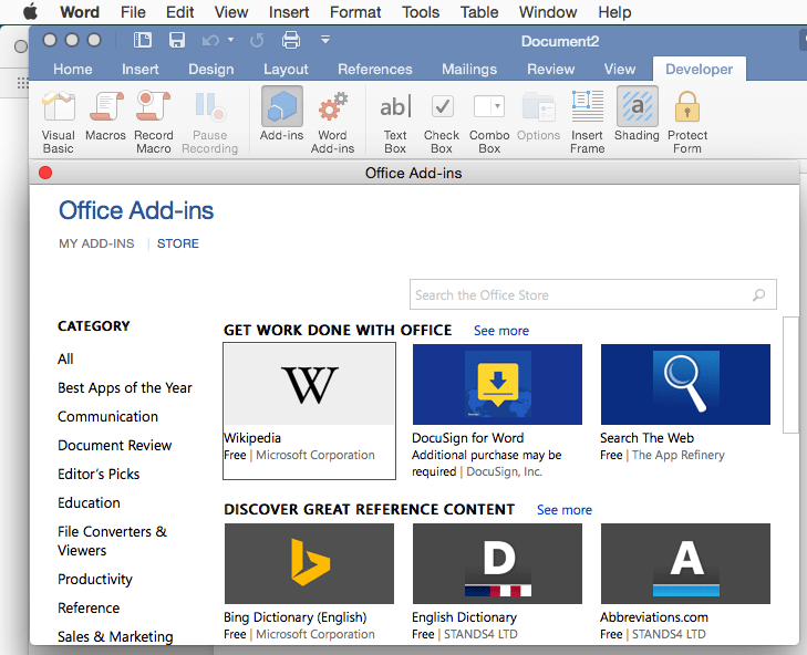 Disable add-in on Microsoft Word 2016