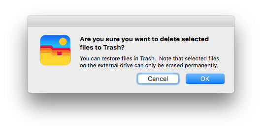 the deletion confirmation dialog box