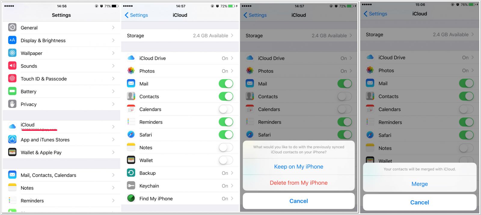 Контакты ICLOUD