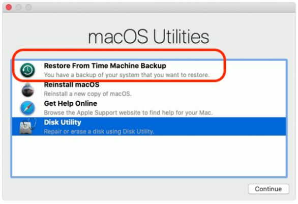 restore from time machine