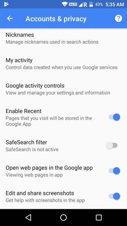 enable safesearch filter on Android