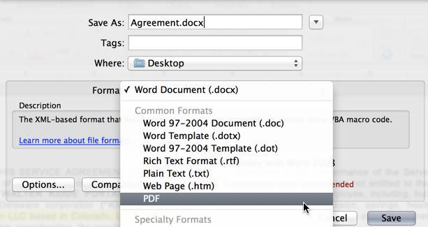 how to save a document as a pdf on mac