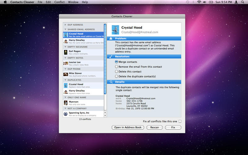 contacts cleaner review 2017 2018 mac