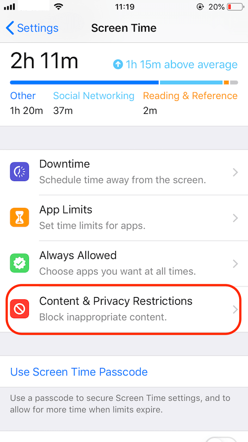 tap Content & Privacy Restrictions