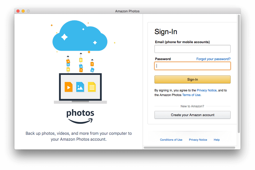 faça login no Amazon Photos