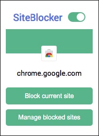 the Manage blocked sites option