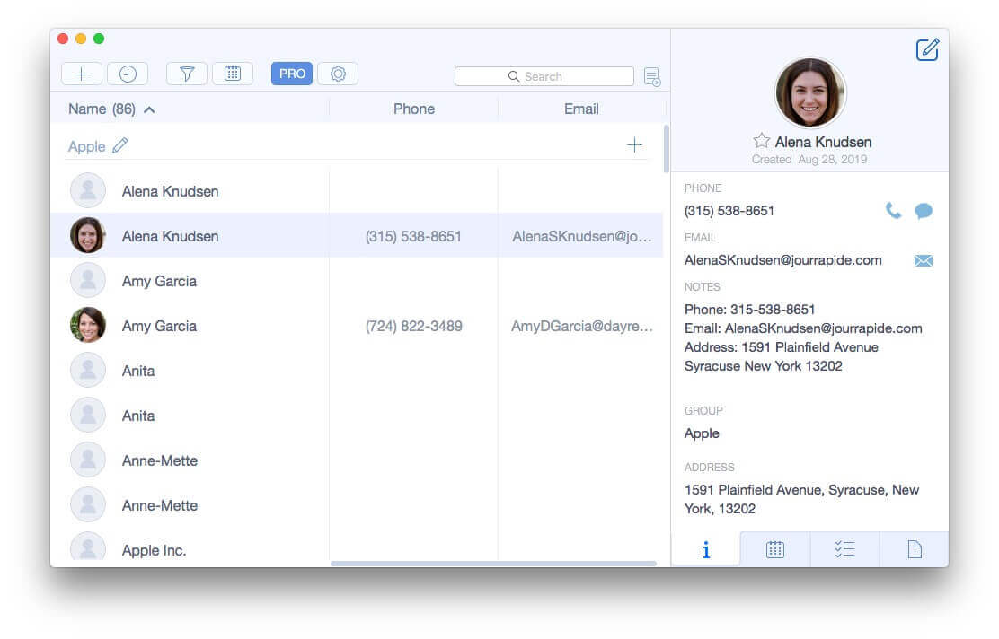 Top Contacts main interface